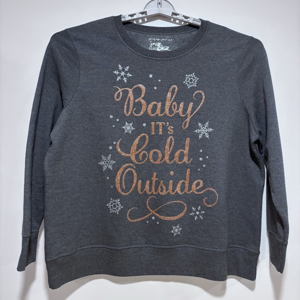 Just My‎ Size Gray Sweatshirt Baby It's Cold Outside Snowflakes Size 2X 18/20
